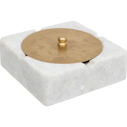 Marmeren Asbak Marble Square - Wit/Goud