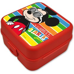 Disney Mickey Mouse broodtrommel/lunchbox voor kinderen - rood - kunststof - 14 x 8 cm - Lunchboxen