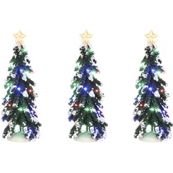 Snowy Conifer with multicolour lights 3 pieces battery operated - l8,5xw8,5xh20cm