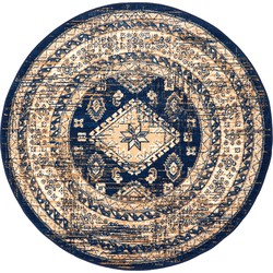 Rond Vintage Vloerkleed Aila Blauw - Polypropyleen - Rond 190 Ø - (L)