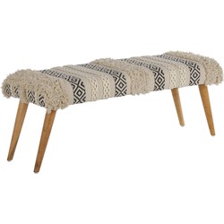 WOMO designbank zwart/wit, 123x48x40 cm, stoffen bekleding met metalen poten