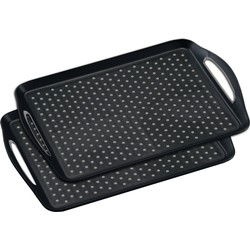 Kesper dienblad - 2x - met anti-slip noppen - 32x45 cm - zwart - Dienbladen
