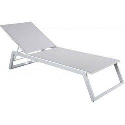 Mizu stackable lounger alu white/grey textilene