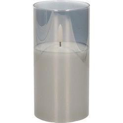 Cepewa Kaars - LED - met timer - grijs - glas - 7 x 15 cm - LED kaarsen