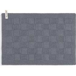 Knit Factory Gebreide Gastendoek - Handdoek Ivy - Med Grey - 40x30 cm - Katoen