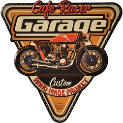 Clayre & Eef Wanddecoratie  40x40 cm Oranje Ijzer Driehoek Cafe Racer Garage Muurdecoratie