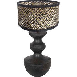Anne Lighting - tafellamp - Lyons - zwart - bamboe hout - Ø 40cm - E27 - 3747ZW
