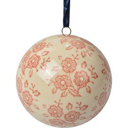Clayre & Eef Decoratie Hanger Ø 8 cm Beige Keramiek Bloemen