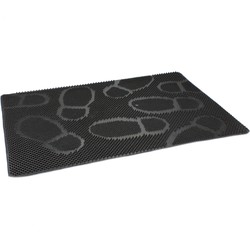 2x Stuks rubberen anti-slip deurmatten/buitenmatten zwart met noppen 60 x 40 cm - Deurmatten