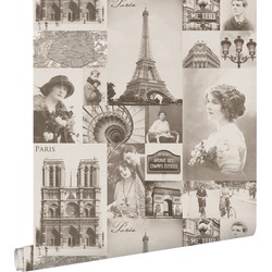 ESTAhome behang Parijs sepia bruin - 53 cm x 10,05 m - 138148