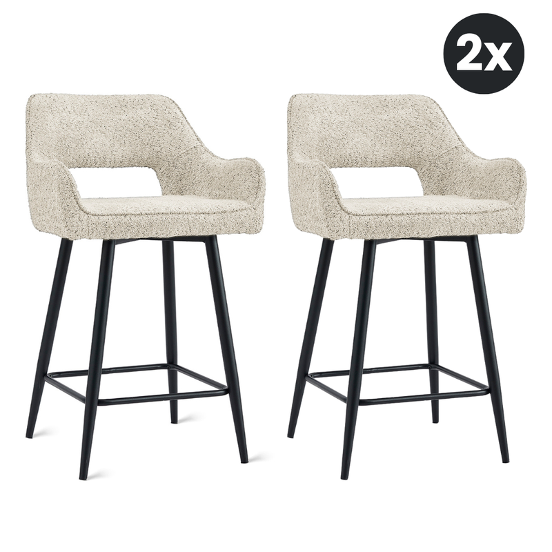 2x Barkruk Ray - Stof Beige (Set van 2) - 