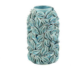 PTMD Bloempot Zubeda - 16x16x25 cm - Keramiek - Blauw