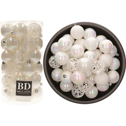 Bellatio Decorations Kerstballen - 74x st - parelmoer wit - D6 cm - Kerstbal