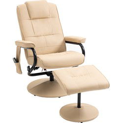 4goodz Relaxfauteuil met Massagestoel met voetenbank Kunstleer - Beige