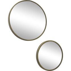 LOFT42 Mirror Spiegels Rond Antiek Messing Set van 2 - Metaal - Ø45 &amp; Ø35