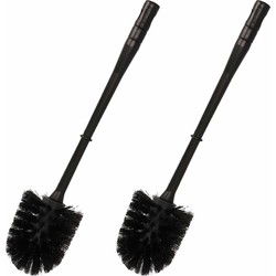 PlasticForte Toiletborstel - 2x - zwart - kunststof - 34 cm - Toiletborstels