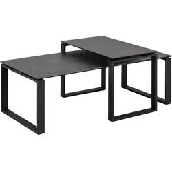 Salontafel Set van 2 Glentruan Zwart Keramiek - Giga Living