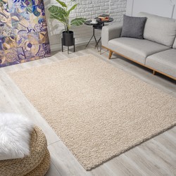 Tapijtenloods Loca Shaggy Vloerkleed Beige Hoogpolig- 160x230 CM