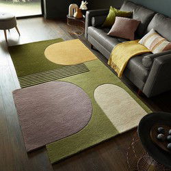 Abstract vloerkleed - Stracto Lozenge - Organische Vorm Modern - Groen / Multi - 150 X 240 CM