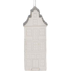 Clayre & Eef Kersthanger Huis 4x4x11 cm Wit Kunststof