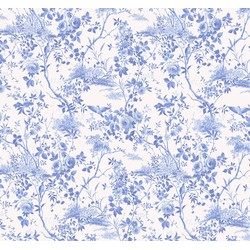 Sanders & Sanders fotobehang bloemen en vogels blauw - 300 x 280 cm - 612444