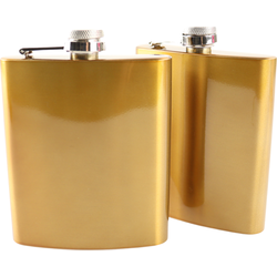 HIXA Heupfles - 2 Stuks - Flacon - Veldfles - RVS - Drinkfles - Platvink - 200ml - Goud