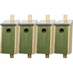 Set van 4 donkergroene vogelhuisjes voor kleine vogels 26 cm - Vogelhuisjes
