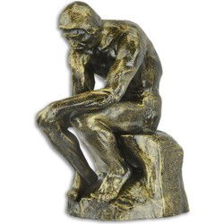 A CAST IRON SCULPTURE OF THE THINKER
