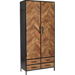 Livingfurn - Kabinetkast Brooklyn 2 lade 90cm - Mangohout / Gecoat Staal