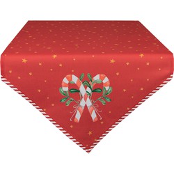 Clayre & Eef Tafelloper Kerst  50x160 cm Rood Katoen Zuurstok kerst Tafelkleed