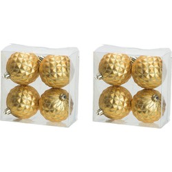 8x Luxe gouden kunststof kerstballen 8 cm kerstboomversiering - Kerstbal