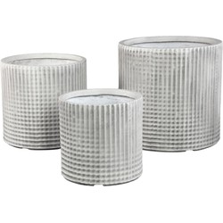 PTMD Bloempot Paizlie - 44x44x43 cm - Magnesium - Wit - Set van 3