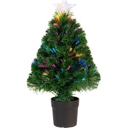 Tweedekans kerstboom - fiber - met licht en ster piek - 90 cm - Kunstkerstboom