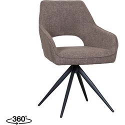 LABEL51 Eetkamerstoel Finley - Bruin - Boucle - Black Frame