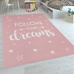 Kindervloerkleed - Aleris - Follow Your Dreams - Roze - 120x160 cm