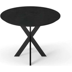 Eettafel rond eiken fineer zwart - 120 x 120 x 81 cm - Lang - Kruispoot