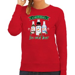 Bellatio Decorations foute kersttrui/sweater dames - IJskoud bier - rood - Christmas beer XS - kerst truien