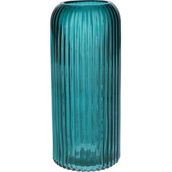 Bellatio Design Bloemenvaas - petrol - transparant glas - D10 x H25 cm - Vazen