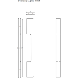 Deurgreep Agnes - messing - 160 mm - Modern - Handgreep - Kastgreep - Ladegreep
