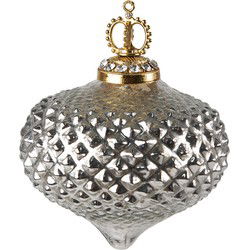 Clayre & Eef Kerstbal  Ø 7 cm Zilverkleurig Glas Kerstdecoratie