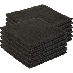15x Zwarte bardoeken schoonmaakdoeken 40 x 40 cm microvezel materiaal - Vaatdoekjes