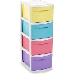 Ladeblok/bureau organizer met 4x lades - multi kleuren - L39 x B28.5 x H78 cm - kunststof - Opbergbox