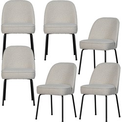 BePureHome eetkamerstoelen Vogue - Bouclé - Naturel - Set van 6