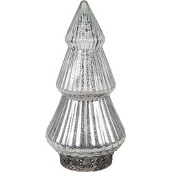 Clayre & Eef Kerstdecoratie met LED-verlichting Kerstboom Ø 8x14 cm Zilverkleurig Glas