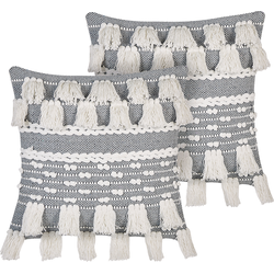 BRAHEA  - Sierkussen set van 2 - Grijs - 45 x 45 cm - Katoen