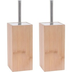2x Bamboe houten wc-borstel houder 34 cm - Toiletborstels