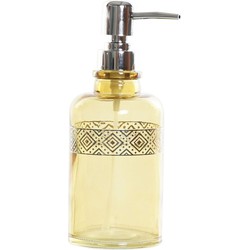 Zeeppompje/zeepdispenser geel transparant van glas 400 ml - Zeeppompjes