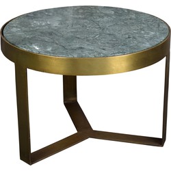 D - Livingfurn - Salontafel Glennis - Groen Goud - 50x50x35cm - Marmer