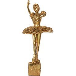 Clayre & Eef Kerstdecoratie Beeld Ballerina 20x17x45 cm Goudkleurig Kunststof