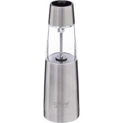 5five Pepermolen - elektrisch - RVS/glas - zilver - 19 cm - Peper en zoutstel